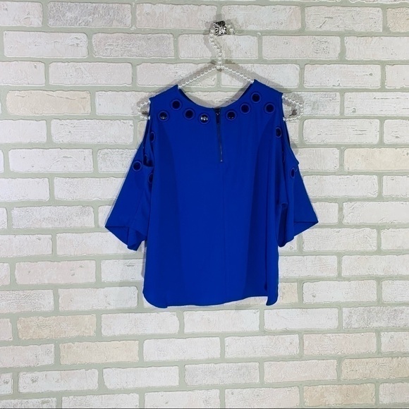 Karen Millen Blue Cut Out Shoulder Top - Picture 6 of 8